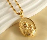 18K Gold Plated Blessed Virgin Mary Madonna and Infant Jesus Necklace
