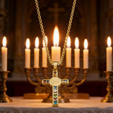 Gemstone St. Benedict Cross Necklace: Wear Protection & Faith With Radiance