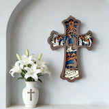 Nativity 3D Layered Wooden Cross | Christian Faith Decor ✨
