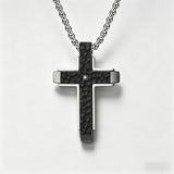 Hammered Two-Tone Stainless Steel Cross Necklace – Strength, Faith & Rugged Elegance