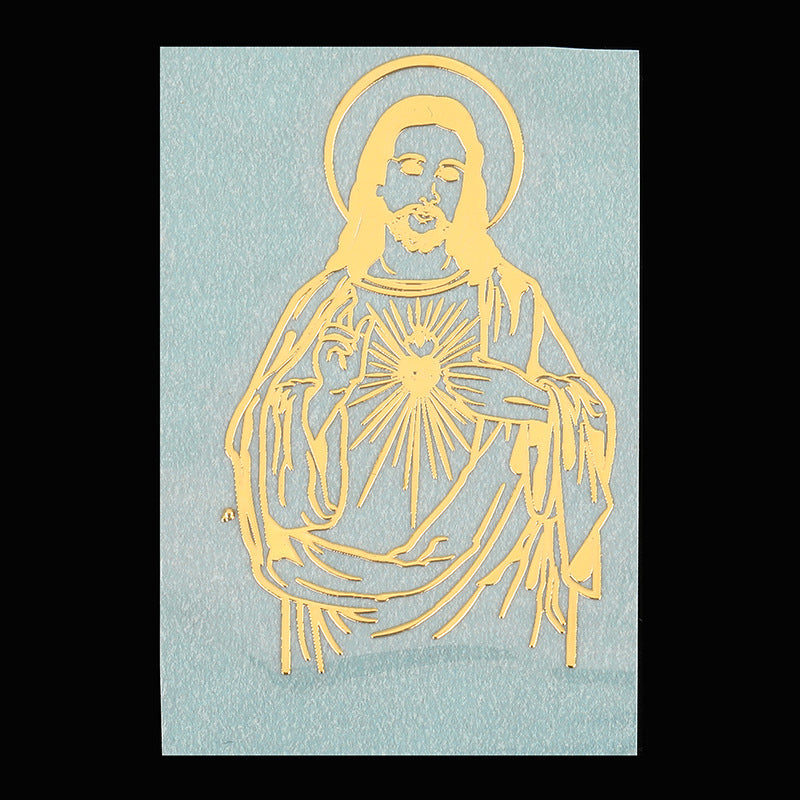 Luxury Religious Jesus Virgin Mary Gold Plated Copper Mobile Phone Decorative Sticker