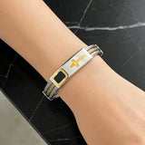 Titanium Steel Braided Two-Tone Cross Bangle