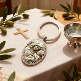 Madonna & Child Oval Alloy Glass Keychain