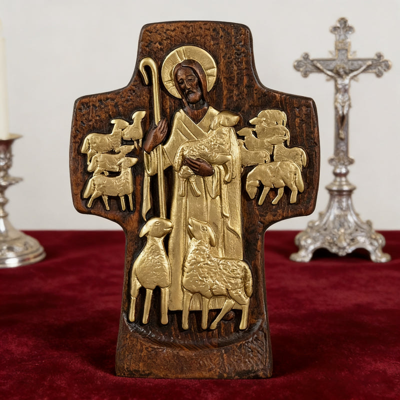 Good Shepherd Wooden Cross: A Religious Gift of Endless Care & Guidance