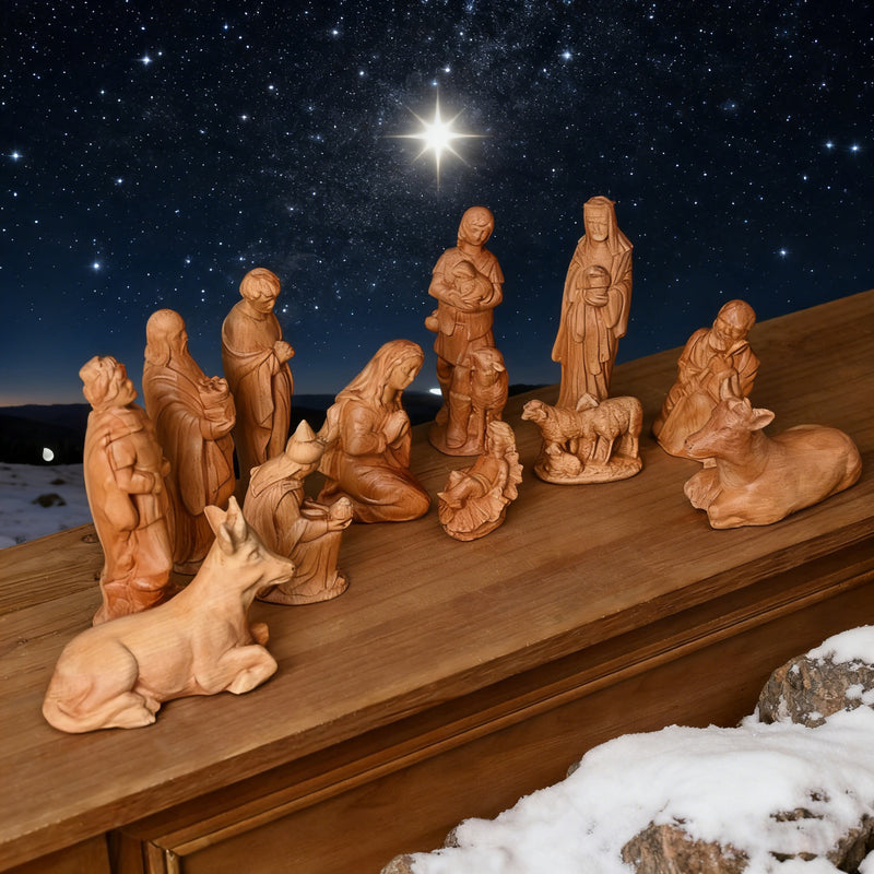 Jesus Manger Nativity Scene Wooden Statue Tabletop Ornament - Best Christmas Gifts