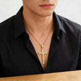 Zircon-Encrusted Jesus Cross Necklace: Faith Worn with Grace