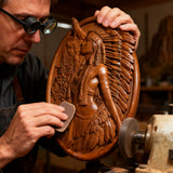 Native American Woman Wood Carving - Hand-Carved Solid Wood Art - Indigenous Home Decor