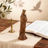 Boxwood Madonna and Child Wood Carving Desktop Ornament