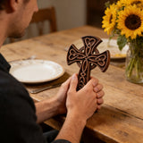Celtic Love Cross Hand-Carved Wooden Wall Art: Faith, Unity, and Timeless Craft