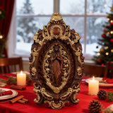 Hand-Carved Our Lady of Grace Wooden Icon: A Christian Symbol of Mary’s Devotion