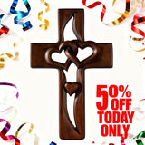 50% Off Today!Interwoven Hearts Wood Cross - A God-Centered Symbol for Marriage & Anniversaries