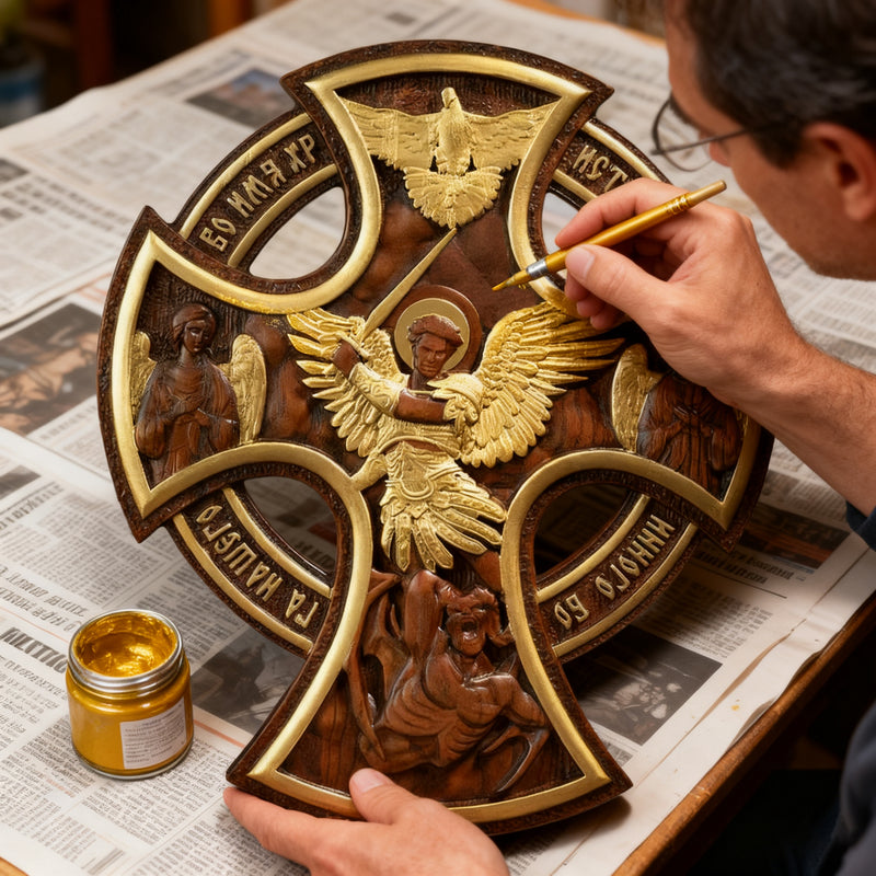 Orthodox Archangel Michael Wooden Sculpture - Gives Us Strength and Courage to Move Forward