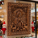 The Good Shepherd Beechwood Icon – Hand-Carved Christian Home Decor | Christ the Shepherd Wall Art