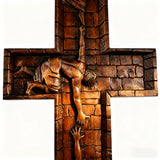 Bgcopper 6 inches Savior Jesus Cross Wood carving - Mini version
