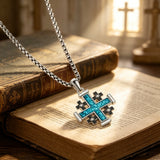 Orthodox Jerusalem Cross Turquoise Necklace – Faith, Heritage & Timeless Strength
