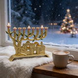 Golden Jerusalem 9-Branch Menorah: Light That Ties to the Holy City