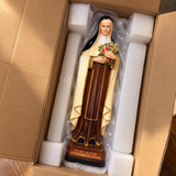 St. Thérèse of Lisieux Statue – 22.4" Little Flower of Jesus with Roses & Crucifix | Catholic Prayer & Home Altar Decor