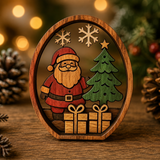 3D Layered Wooden Santa Christmas Ornament