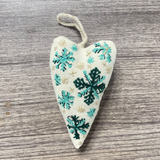 Hand-Embroidered Christmas Heart Ornaments - Reindeer/Gingerbread Man Design for Christmas Tree