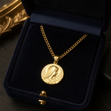 Virgin Mary Coin Necklace, 316L Titanium Steel Vintage Medal Pendant