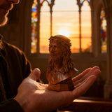 Boxwood Jesus Crown with Thorns Half-Length Desktop Ornament