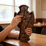 Archangel Michael Solid wood carving gift - Hand carved from a whole piece of wood