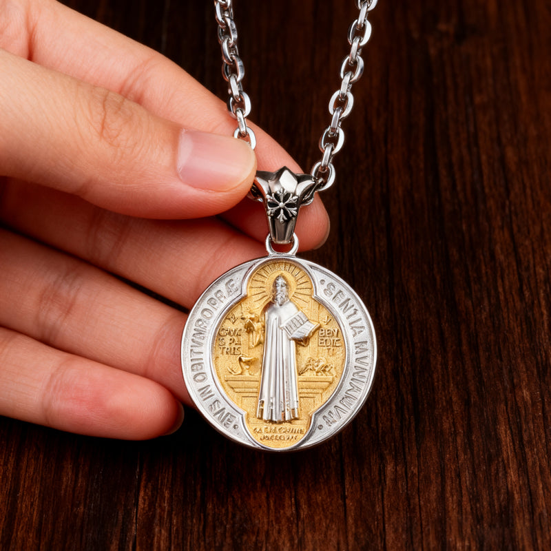 St. Benedict Home Blessing Titanium Steel Pendant