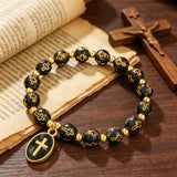 Cross Charm Beaded Stretch Bracelet – Faith, Hope & Timeless Devotion