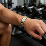 Titanium Steel Braided Two-Tone Cross Bangle