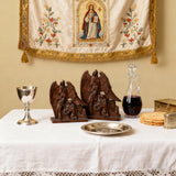 Hand-Carved Holy Family & Guardian Angel Solid Wood Statue: A Faith Artwork Anchoring Divine Blessings for Your Home