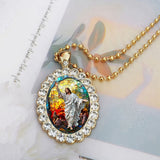 Mosaic Jesus Resin & Gold-Plated Necklace | Stained Glass Style Spiritual Jewelry