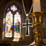 Silver & Black Textured Cross Necklace: A Stylish Fusion of Faith and Edge