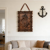 Nautical Compass & Anchor Hand-Carved Wood Wall Art: Adventure Woven in Beechwood