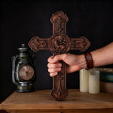 Bgcopper Lamb of God Wood Carving Cross Wall Decor - Paschal lamb