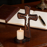 Beechwood Cross Candle Holder: Bearing Faith in Wood, Kindling Devotion with Light