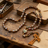Wooden Medal Rosary with Cross