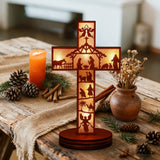 Boxwood LED Nativity Cross – The Light of Christ Shines Within