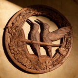 Bgcopper Natural Beauty Hummingbird Hollow Wood Carving Wall decor