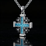Orthodox Jerusalem Cross Turquoise Necklace – Faith, Heritage & Timeless Strength