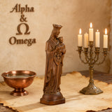 Boxwood Madonna and Child Wood Carving Desktop Ornament