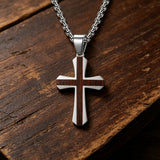 Minimalist Wood & Titanium Steel Cross Necklace – Faith, Warmth & Modern Devotion
