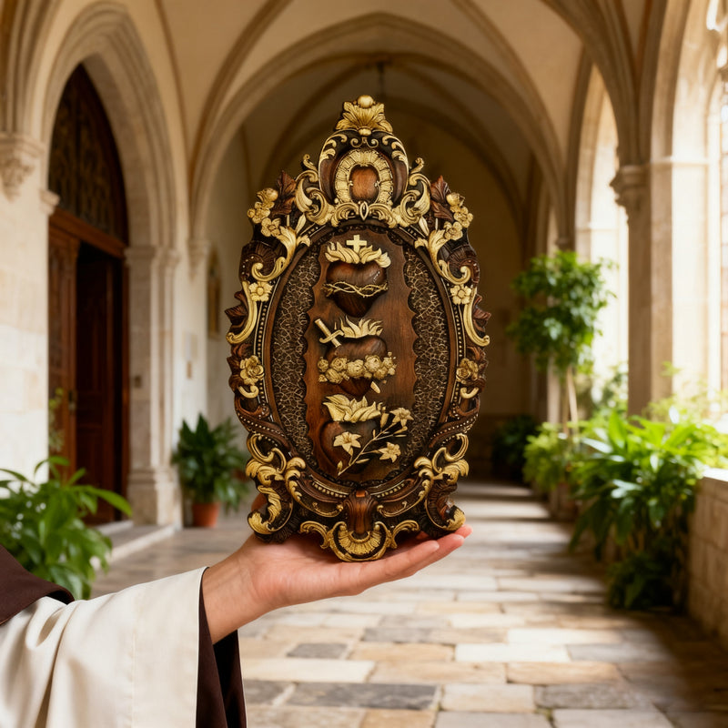Drei heilige Herzen der Heiligen Familie Wand hängende Kunst arbeit Personal isierte religiöse Geschenk Holz dekor