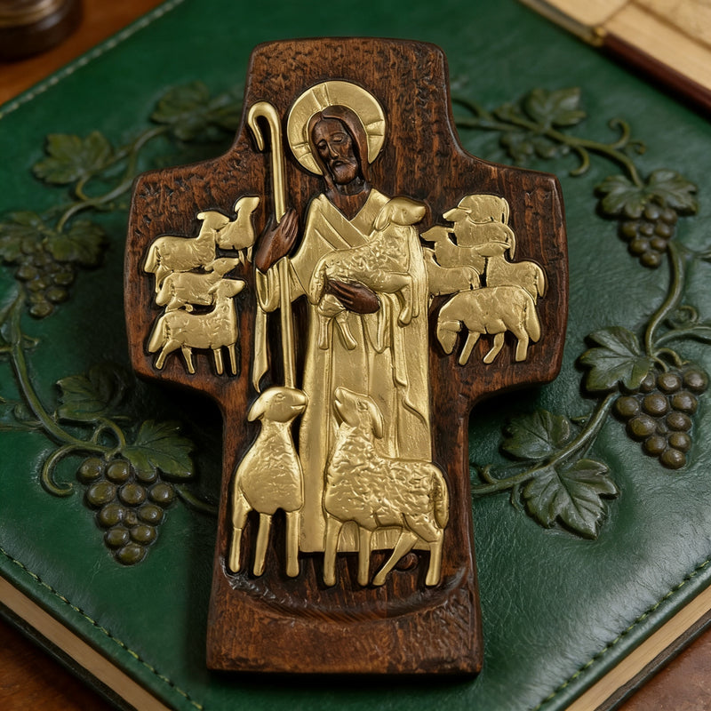 Good Shepherd Wooden Cross: A Religious Gift of Endless Care & Guidance