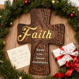 Ornate "Love" "Faith" "Hope" Wooden Cross, Solid Wood Cross