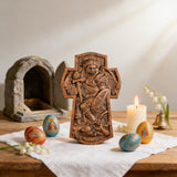 Archangel Michael Hand-Carved Ashwood Cross Plaque