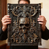 Ornate Skull Carved Wood Wall Art: Timeless Baroque-Inspired Decor