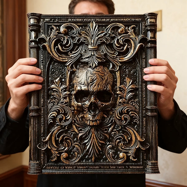 Ornate Skull Carved Wood Wall Art: Timeless Baroque-Inspired Decor