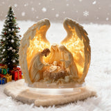 “Holy Family Angel-Wing Nativity” 2D Flat Acrylic Decor – A Glowing Tribute to Christmas