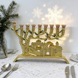 Golden Jerusalem 9-Branch Menorah: Light That Ties to the Holy City