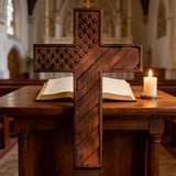 American Flag Cross - Carved in Natural Wood